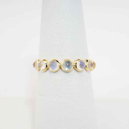 Picture of 18k Yellow Gold & Dome Cut Moonstones Stackable Ring 