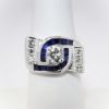 Picture of 14k White Gold, Round Brilliant Cut Diamond, Single Cut Diamond & Synthetic Sapphire Ring