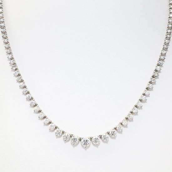 Picture of 14k White Gold & Round Brilliant Diamond Riviera Necklace