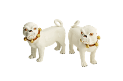 Picture of Mottahedeh Pair of Bulldog Figurines with Brown Collars