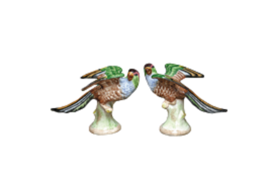 Picture of Mottahedeh Pair of Parakeets Figurines
