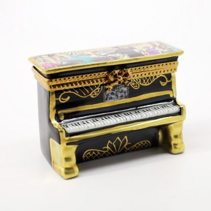 Picture of Limoges Porcelain Upright Piano Trinket Box with Orchestra Painting On Lid
