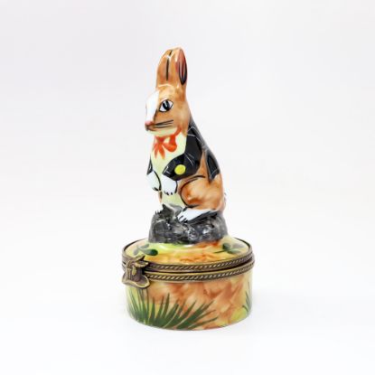 Picture of Limoges Porcelain Rabbit in Magician's Tuxedo Trinket Box by Rochard 