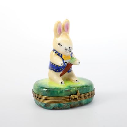 Picture of Limoges Porcelain Easter Bunny with Carrot Trinket Box by Chamart