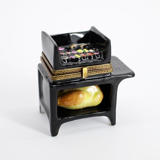 Picture of Limoges Porcelain Retired Grill/Stove with Turkey & Kabobs Trinket Box by La Gloriette
