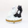Picture of Retired Limoges Porcelain Black & White Cat Pair Trinket Box