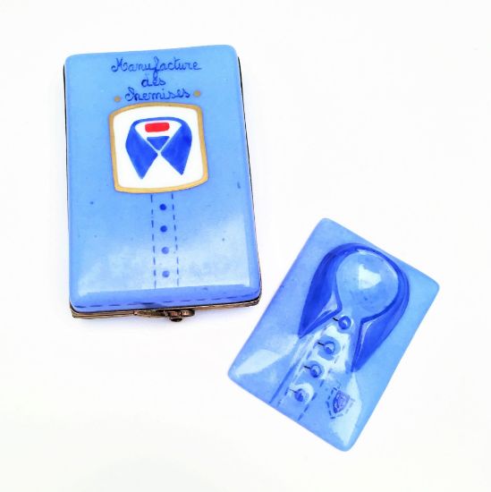 Picture of Retired Limoges Porcelain Shirt Box with 'Surprise' Shirt Trinket Box