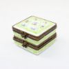 Picture of Retired Limoges Porcelain Double Hinged Trinket Box with Thistles & Clovers by Eximious
