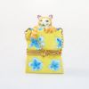 Picture of Limoges Porcelain Cat in Shopping Bag Trinket Box by Artoria