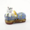 Picture of Limoges Porcelain White Cat in House Slipper Trinket Box by Parry Vieille