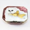 Picture of Rochard Limoges Porcelain Studio Collection White Cat with Gold Bow Trinket Box