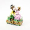 Picture of Limoges Porcelain Kissing Children on Bench Trinket Box