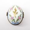 Picture of  Vintage Egg Shaped Limoges Trinket Box With Pink Rose & Blue Bow Motif 