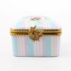 Picture of Traditional Square Trinket Box In Pale Pink & Blue With Floral Motif
