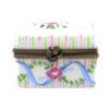Picture of Vintage Chest Shaped Trinket Box With Pink, Green & Blue Rose & Ribbon Motif