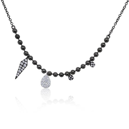 Picture of White Gold and Black Rhodium Charm Necklace