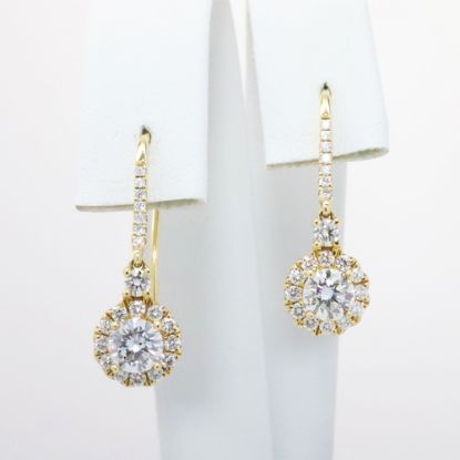 Picture of 14k Yellow Gold Dangle Diamond Earrings 