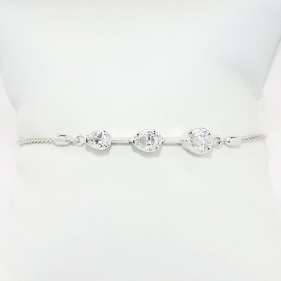 Picture of 14k White Gold & Triple Pear Cut Diamond Station Bracelet 