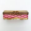 Picture of Vintage Traditional Rectangular Trinket Box In Pink & Gold With Floral Motif