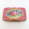 Picture of Vintage Traditional Rectangular Trinket Box In Pink & Gold With Floral Motif