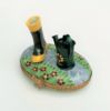 Picture of Retired Garden Boot & Watering Can Trinket Box With 'Surprise' Garden Shovel. Hand-Painted, Artist Signed.