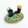 Picture of Retired Garden Boot & Watering Can Trinket Box With 'Surprise' Garden Shovel. Hand-Painted, Artist Signed.