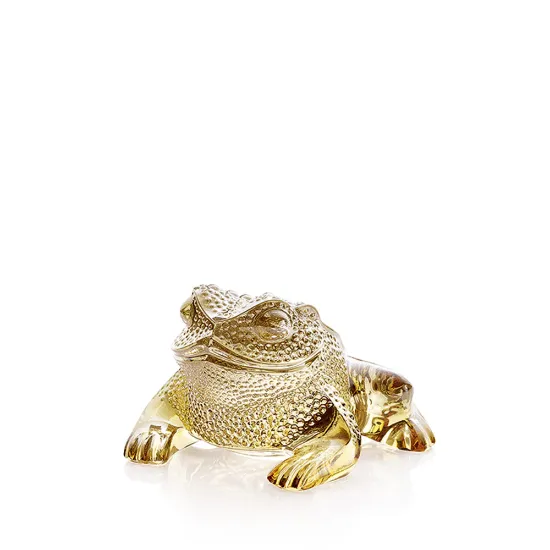Picture of Lalique Gregoire Toad Sculpture - Gold Luster Crystal