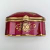 Picture of Vintage Traditional Style Limoges Porcelain Burgundy Casket/Trinket Box With Floral Motif