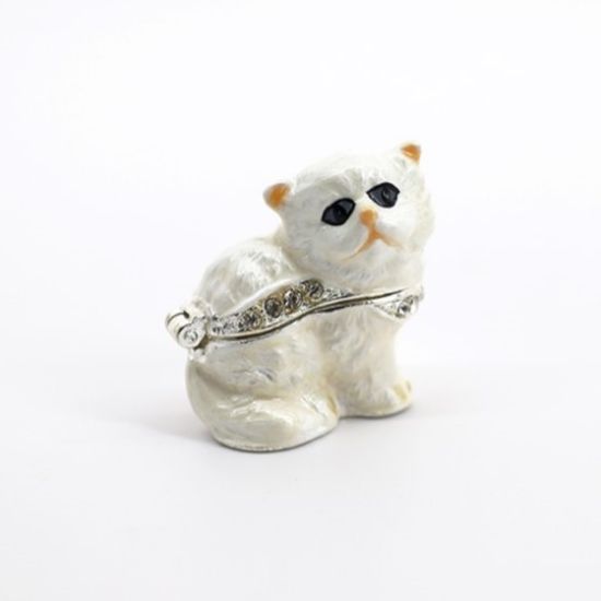 Picture of Kingspoint Designs Bianca the White Persian Kitten Mini Trinket Box