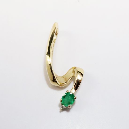 Picture of 14k Yellow Gold, Emerald & Diamond Slide Pendant 
