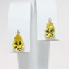 Picture of 14k White Gold & Pear Cut Golden Beryl Earrings with Diamond Accents 