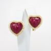 Picture of 18k Yellow Gold, Ruby & Diamond Heart Earrings 