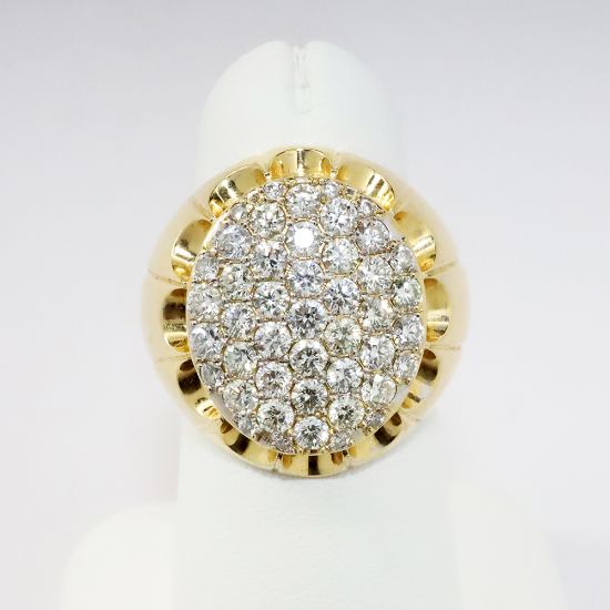 Picture of 14k Yellow Gold & Diamond Cluster Men's Ring 