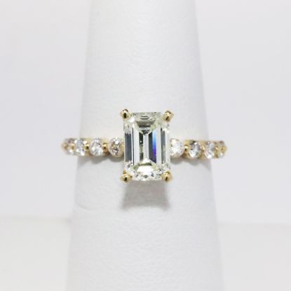 Picture of 14k Yellow Gold & Emerald Cut Diamond Engagement Ring 
