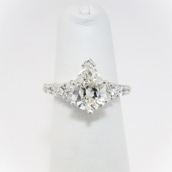 Picture of 14k White Gold & 1.65CT Pear Cut Diamond Engagement Ring 