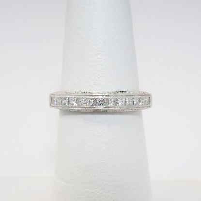 Picture of Platinum & Channel Set Diamonds Wedding Band with Milgrain Detailing 