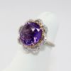 Picture of 18k Two-Tone Gold & Amethyst Ring with Flower Shaped Diamond Halo 