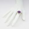 Picture of 18k Two-Tone Gold & Amethyst Ring with Flower Shaped Diamond Halo 