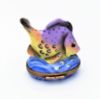 Picture of Retired Chanille Limoges Porcelain Purple & Yellow Fish Trinket Box with Original Box