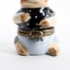 Picture of Retired Limoges Porcelain Pig in Black & White Polka Dot Shirt Trinket Box