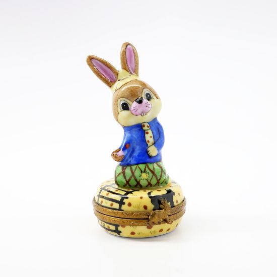 Picture of Limoges Porcelain Railroad Bunny Trinket Box