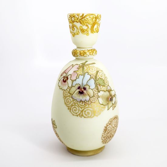 Picture of Antique Mt. Washington Crown Milano Vase with Pansy Flower Motif