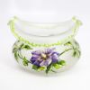 Picture of Mont Joye Art Nouveau Frosted Art Glass Bowl with Hand Enameled Flowers