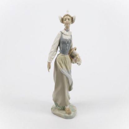 Picture of Lladro Porcelain 'Dutch Girl' with Basket of Tulips Figurine #4860