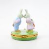 Picture of Limoges Porcelain Mr. & Mrs. Rabbit Kissing & Exchanging Gifts Trinket Box by Artoria