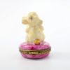 Picture of Limoges Porcelain Rabbit with Basket of Flowers Trinket Box by Chamart
