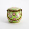 Picture of Retired Limoges Porcelain Lidded Lunch Pail Trinket Box with Floral Motif by Parry Vieille