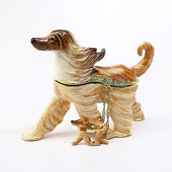 Picture of Kingspoint Designs Aristocrat the Afghan Hound Trinket Box with Matching Necklace