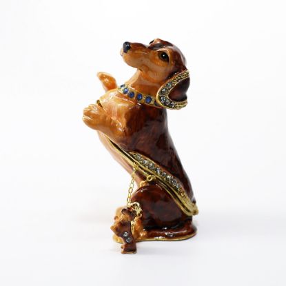 Picture of Kingspoint Designs Begging Dachshund Trinket Box with Matching Necklace