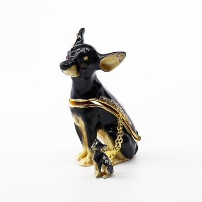Picture of Kingspoint Designs Midnight the Shorthair Chihuahua Trinket Box with Matching Necklace